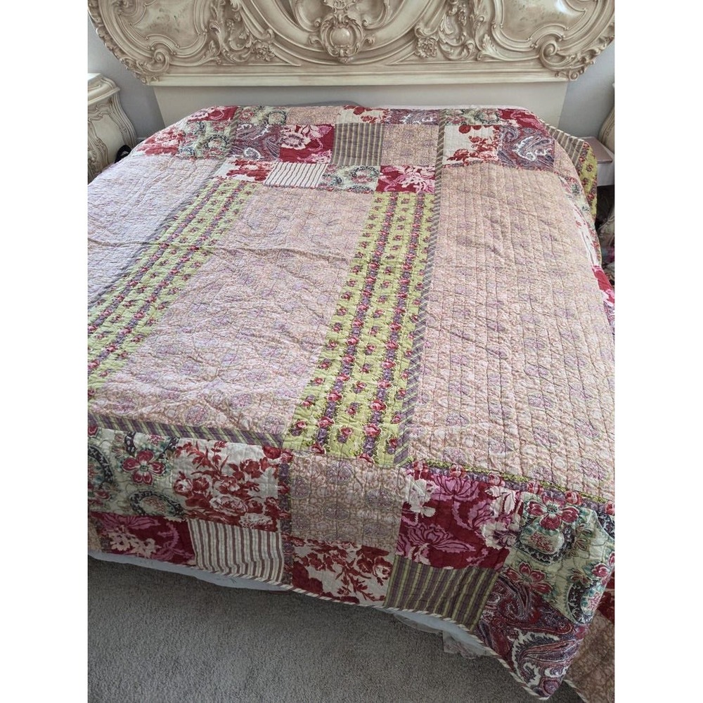 Pottery Barn Patchwork Quilt Pick-stitch Style Kantha Quilt King